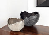 Set of Two Gray And Silver Aluminum Decorative Bowls