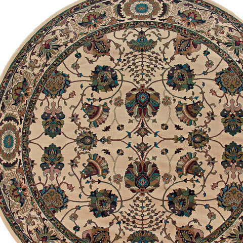 6' Ivory Floral Round Rug