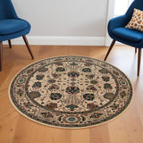 6' Ivory Floral Round Rug