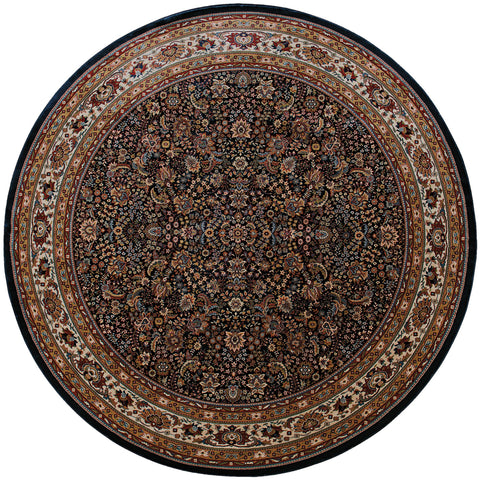 6' Blue And Red Oriental Round Rug