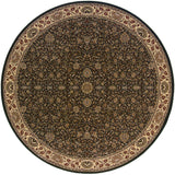 6' Brown And Ivory Oriental Round Rug
