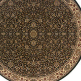6' Brown And Ivory Oriental Round Rug