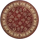 6' Red And Ivory Oriental Round Rug