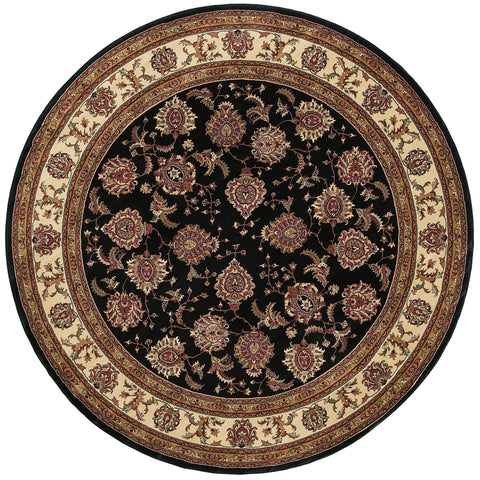 6' Brown And Ivory Oriental Round Rug