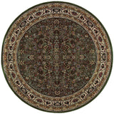 6' Green And Ivory Oriental Round Rug