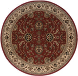 6' Red And Ivory Oriental Round Rug