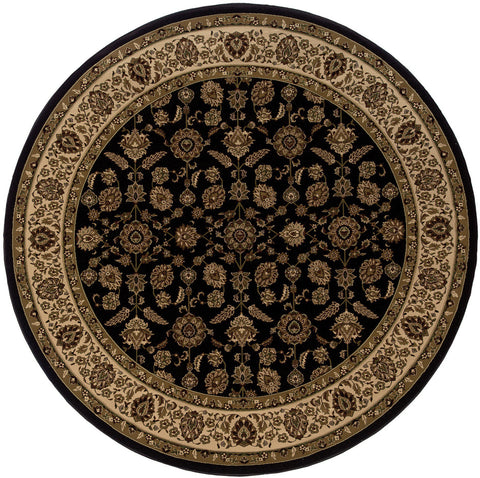 6' Brown And Ivory Oriental Round Rug