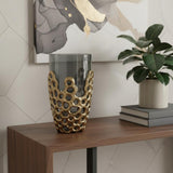 11" Black And Gold Glass And Aluminum Geo Circles Table Vase