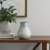 10" Blue And Gray Ombre Ceramic Round Table Vase