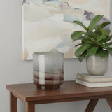 9" Gray And Brown Ombre Glass Round Table Vase
