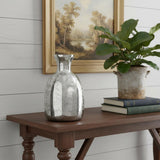 18" Antiqued Silver Floral Glass Table Vase