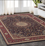 5' X 8' Blue And Red Oriental Area Rug