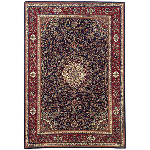 4' X 6' Blue Red and Ivory Oriental Area Rug