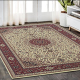 5' X 8' Ivory And Red Oriental Area Rug