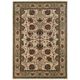 5' X 8' Ivory And Red Floral Area Rug