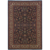 4' X 6' Blue Red and Ivory Oriental Area Rug