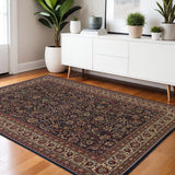 4' X 6' Blue Red and Ivory Oriental Area Rug