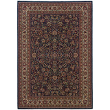 5' X 8' Blue And Red Oriental Area Rug