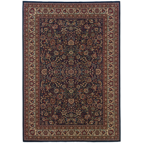 5' X 8' Blue And Red Oriental Area Rug