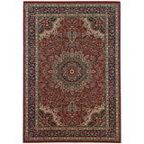 4' X 6' Ivory Red and Blue Oriental Area Rug