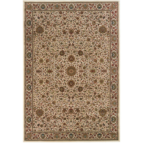 5' X 8' Ivory And Green Oriental Area Rug