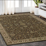 5' X 8' Brown And Ivory Oriental Area Rug