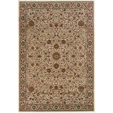 4' X 6' Ivory Green and Red Oriental Area Rug