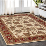 5' X 8' Ivory And Red Oriental Area Rug
