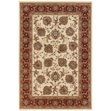 4' X 6' Ivory and Red Oriental Area Rug