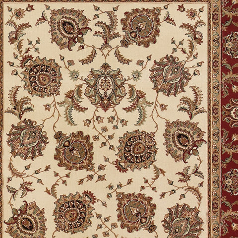 4' X 6' Ivory and Red Oriental Area Rug