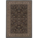 5' X 8' Black And Ivory Oriental Area Rug