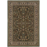 5' X 8' Green And Ivory Oriental Area Rug