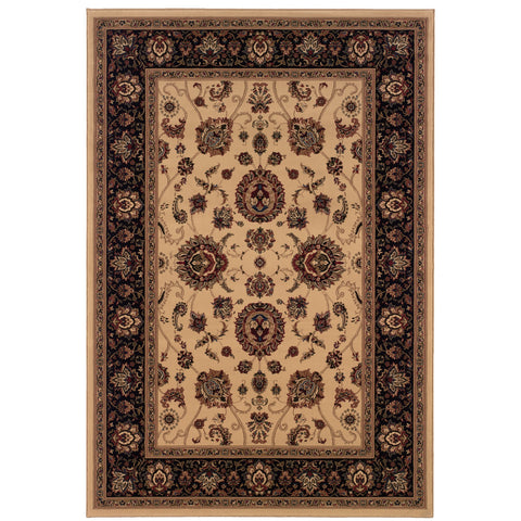 4' X 6' Black And Ivory Oriental Area Rug