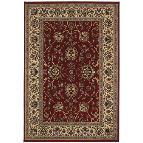 4' X 6' Red And Ivory Oriental Area Rug