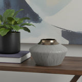7" Bronze And Gray Ceramic Round Table Vase