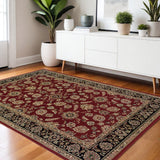4' X 6' Red Black And Tan Oriental Area Rug