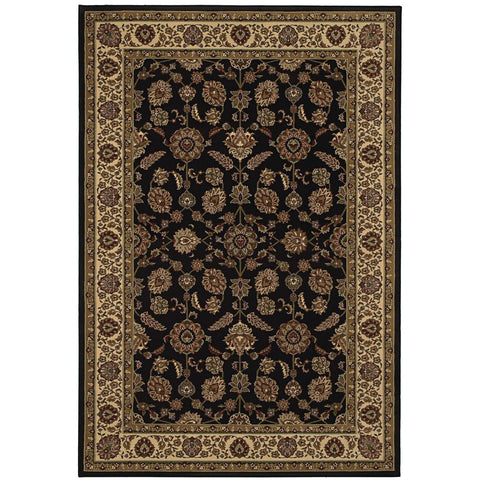 4' X 6' Brown Ivory And Black Oriental Area Rug