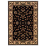 4' X 6' Black Ivory And Brown Oriental Area Rug
