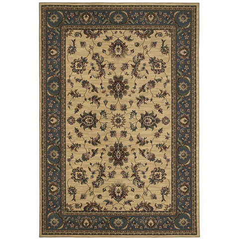 4' X 6' Ivory Light Blue And Brown Oriental Area Rug