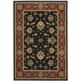 4' X 6' Black Red And Ivory Floral Area Rug
