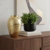 13" Gold Hammered Aluminum Urn Table Vase