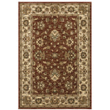 4' X 6' Tan Red And Ivory Floral Area Rug