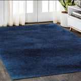 5' X 7' Blue Shag Hand Tufted Area Rug