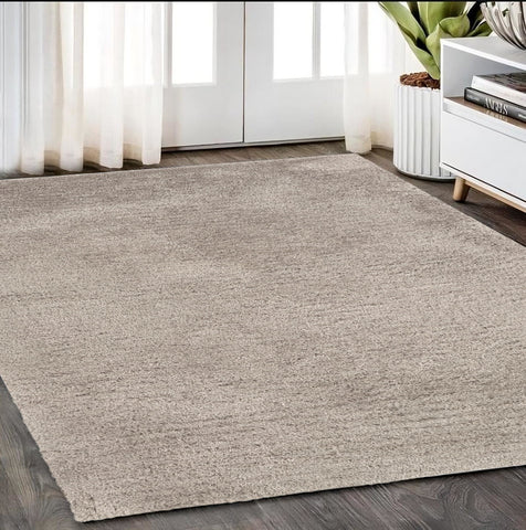 5' X 7' Silver Shag Hand Tufted Area Rug