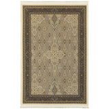 4' X 5' Ivory And Dark Blue Medallion Area Rug With Fringe