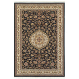 4' X 5' Tan Black And Ivory Medallion Area Rug With Fringe
