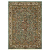 4' X 5' Blue And Gold Medallion Area Rug With Fringe