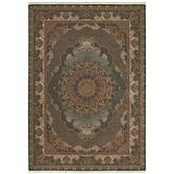 4' X 5' Blue And Red Medallion Area Rug With Fringe