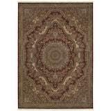 4' X 5' Red And Gold Medallion Area Rug With Fringe
