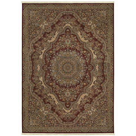4' X 5' Red And Gold Medallion Area Rug With Fringe